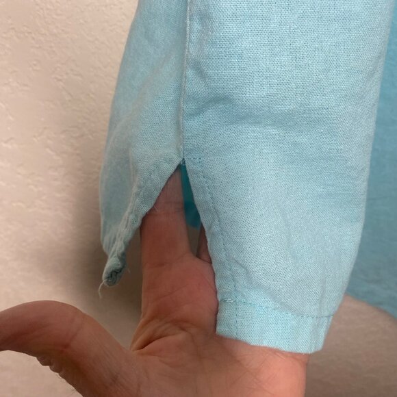 Jessica London Top Womens 20W Blue Embroidered Linen Blend Tunic Plus Size Coast - Picture 8 of 12